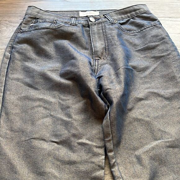 Le Château | Vintage 90’s Gold/Blue Shiny Flare Pants - Picture 4 of 10